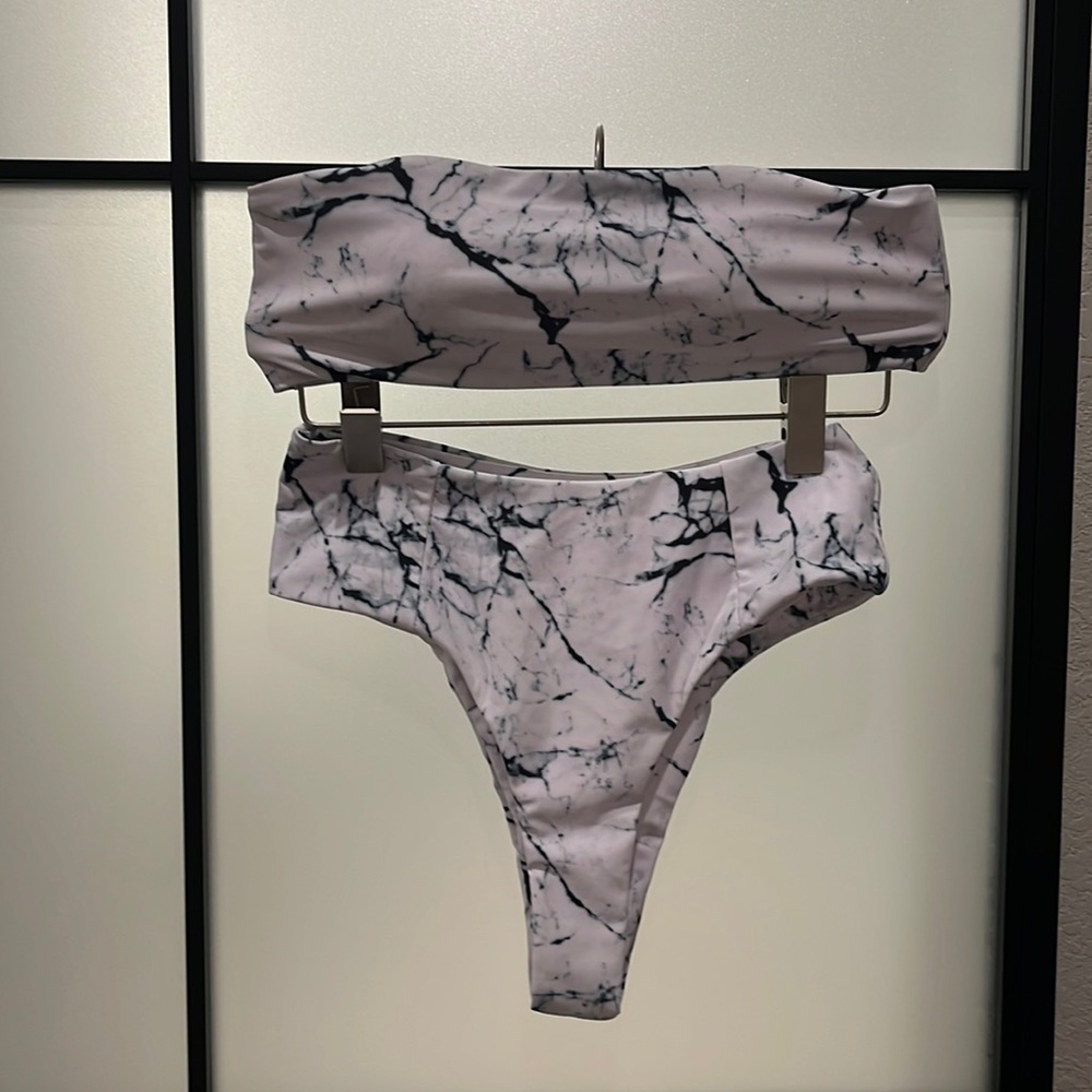 Marble print brazilian cut bikini